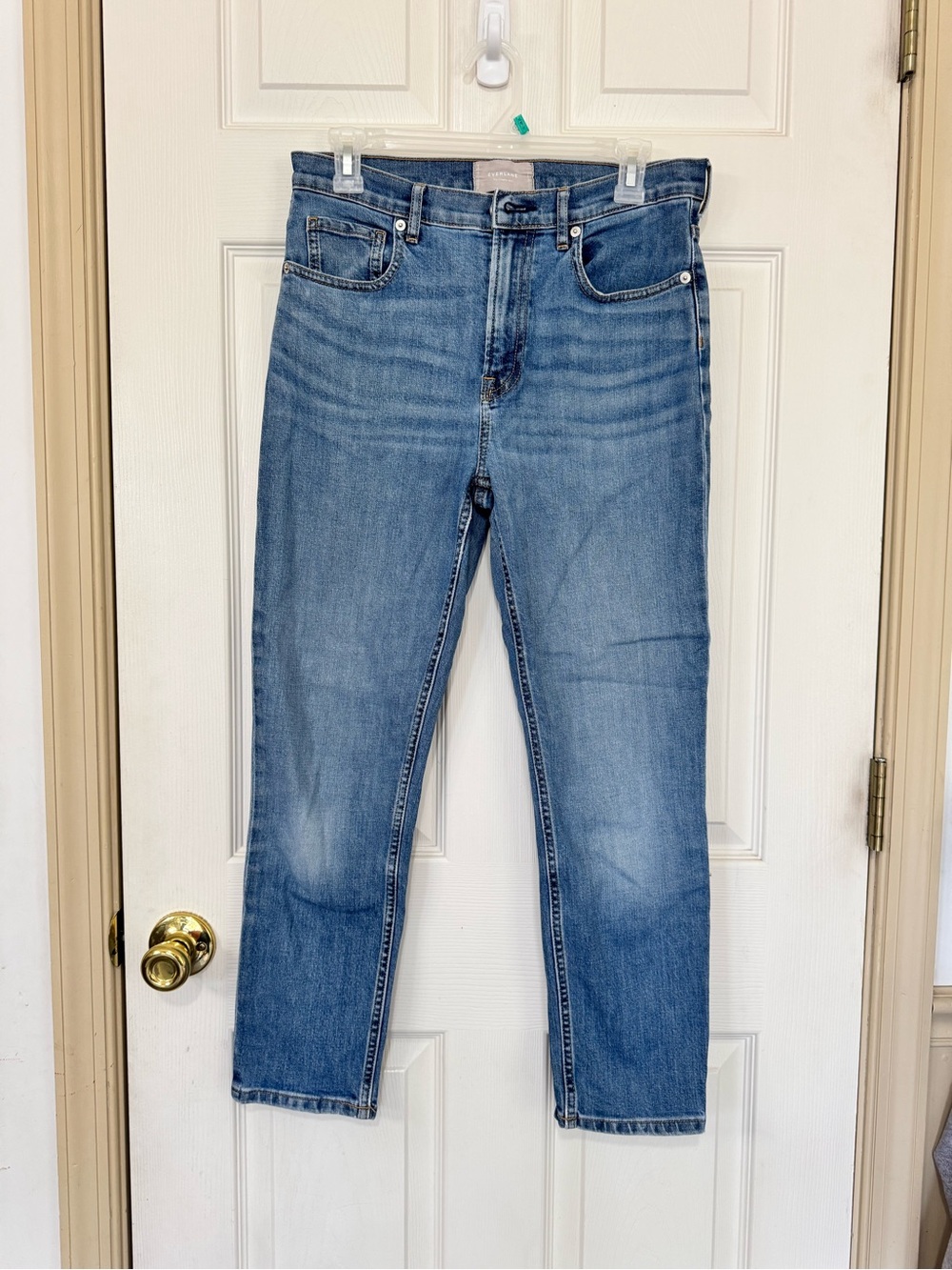 Everlane The Cheeky Jean High Rise Straight Leg Ankle Crop Blue Denim Size 28